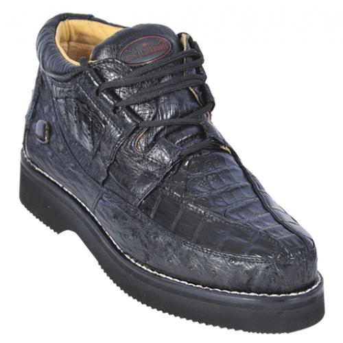 Los Altos Black Genuine Crocodile / Ostrich Casual Boots ZJ050205
